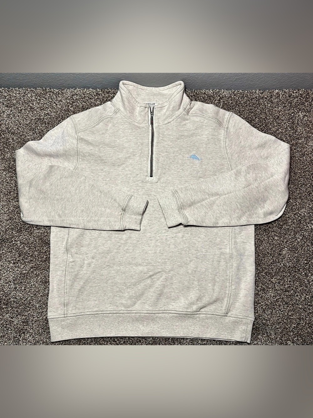 Tommy Bahama Tobago Bay Half-Zip Relax fit pullover Men's Large Gray